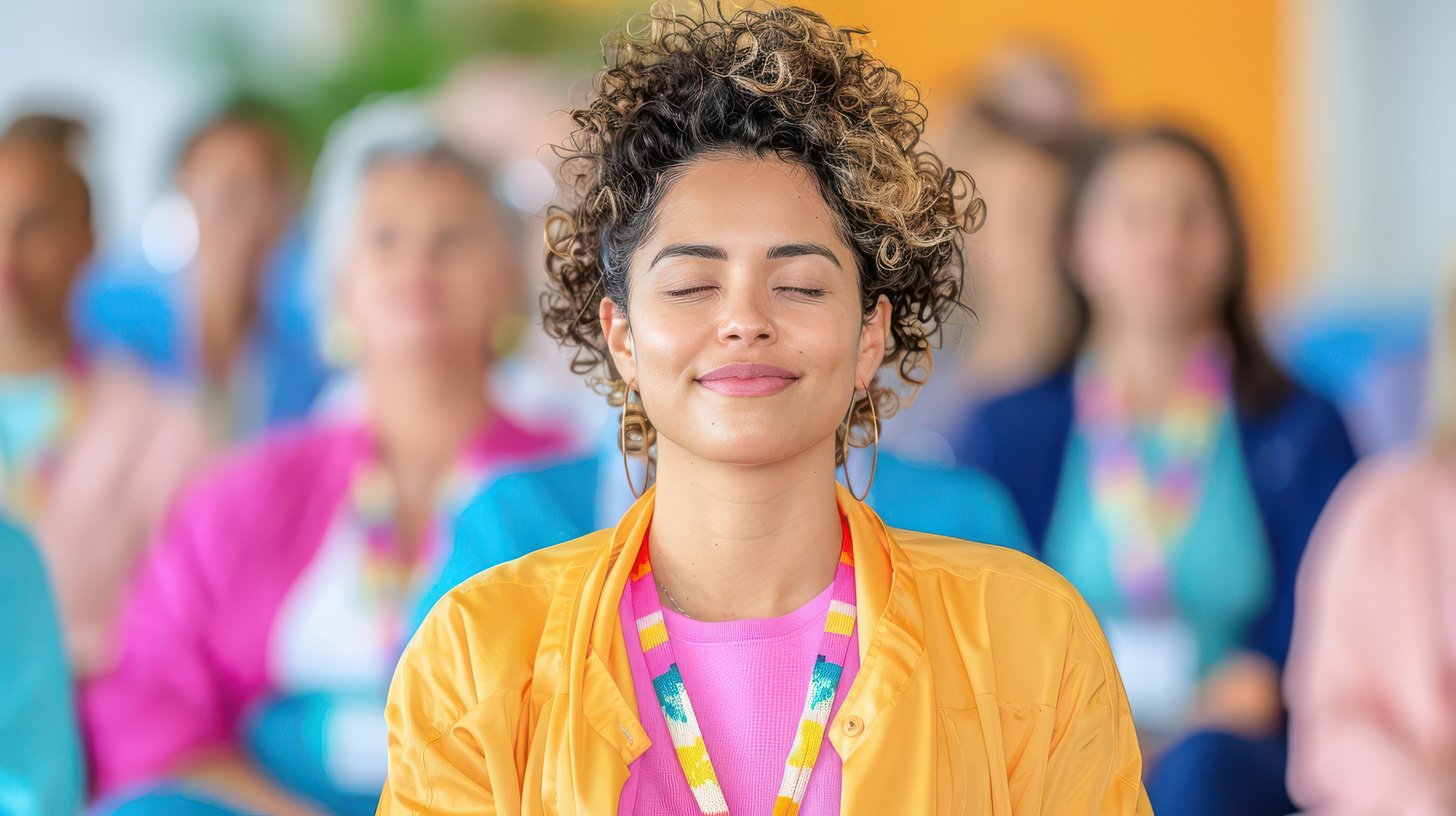 Mental health workshop for workers on Labor Day, featuring mindfulness and meditation exercises, promoting mental wellness, stress management